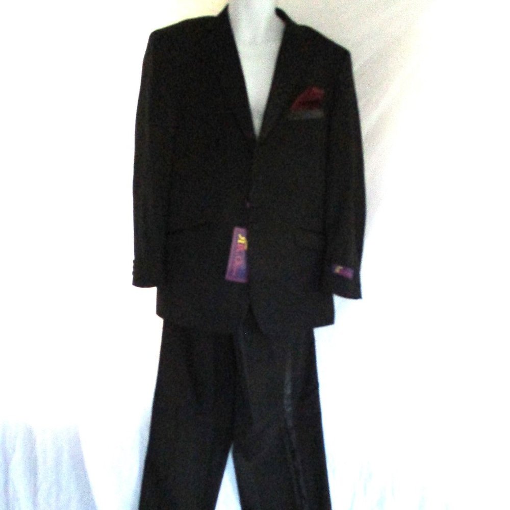 NEW  RR ORSINI Tuxedo Sport Jacket Suit Blazer Pant 40R BLACK Formal Wedding - Picture 2 of 8
